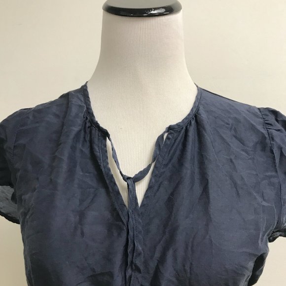 LIly Ashwell Mathilde navy blue short sleeve peasant top S - Picture 4 of 6